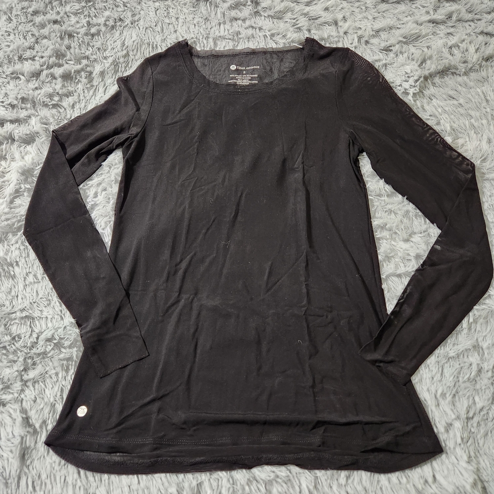 TEMA Athletics Black Mesh Long Sleeve Crewneck Shirt